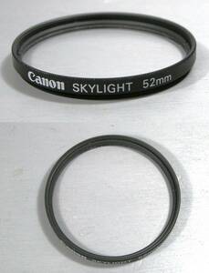 Canon　(626)　 美品・レンズフィルタ　52㎜　Skylight（レンズ保護兼用、紫外線吸収）　キャノン