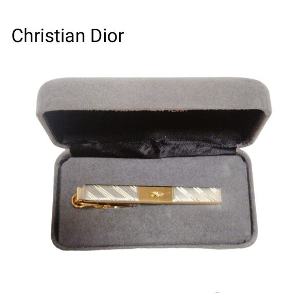 美品 Christian Dior ネクタイピン シルバー ゴールド ロゴ ヴィンテージ