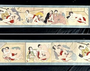 [ нет . нет ..][ гравюры эротического характера ] шт предмет 12. шелк книга@ портретная живопись подушка . глянец ... старый . японская живопись цветок .. женщина изображение красавицы Япония изобразительное искусство a050206
