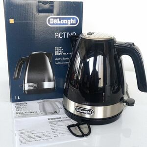 【動作品】1円 外箱 取扱説明書付 DeLonghi デロンギ アクティブ 電気ケトル 電気ポット 1.0L KBLA1200J ブラック 黒 キッチン 家電 MA575