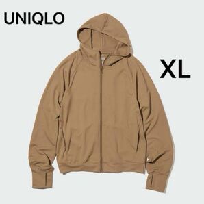 美品　UNIQLO エアリズム　UVカット　メッシュパーカ　XL ブラウン ジップアップ