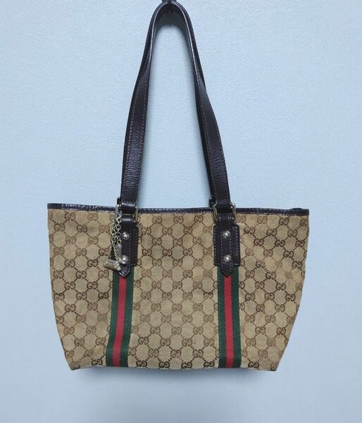 GUCCI シェリーライン キャンバス レザー gg ハンドバッグ