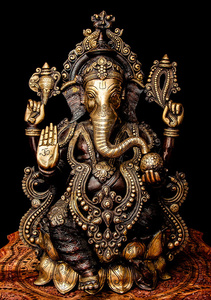 送料無料 ガネーシャ像 ブラス製 ヒンドゥー 神様像 アバヤ・ムドラ ネパール製 特大 高さ54cm 23kg インド 置物