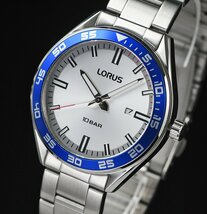 新品1円 セイコーLORUS シンプルで視認性高い王道のデザイン 精悍メタリックシルバー 100m防水 逆輸入 メンズ 日本未発売 SEIKO_画像5