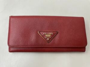 AR☆ PRADA 長財布 サフィアーノ レッド ウォレット プラダ レザー レディース 財布 赤