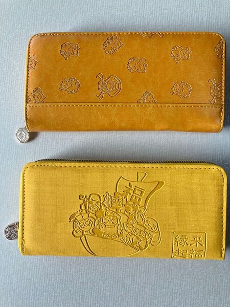 【新品・未使用】開運縁起 福を招く猫財布 黄色& 開運縁起 七福神長財布 黄色 2個セット