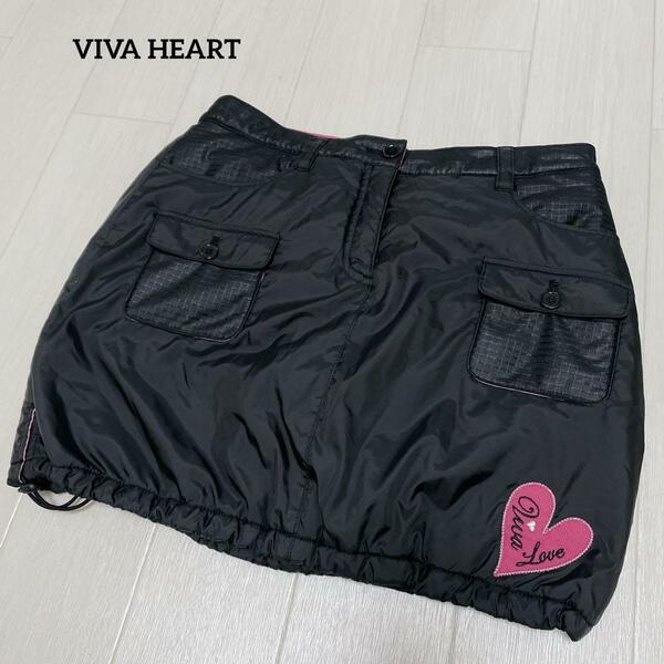 ビバハート　VIVA HEART ゴルフウェア　ナイロンスカート 防寒　インナーパンツ　ポケット　ハート　ブラック　ポケット　サイズ４０