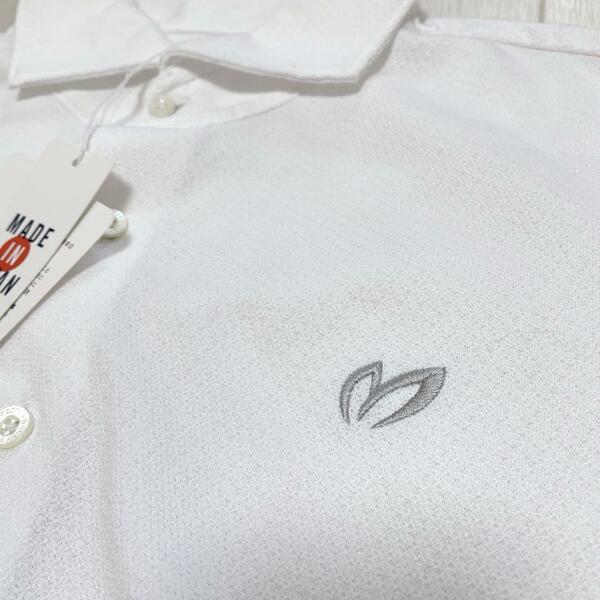 マスターバニーエディション　ゴルフウェア　長袖シャツ　大きいサイズ　ホワイト　前開き　ロゴ刺　白　サイズ７　普段着
