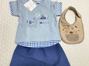 bebe べべ ベビー 夏服 半袖 半ズボン スタイ ベビー服 赤ちゃん 70 80 男の子 新品