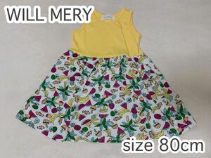 WILL MERY ウィルメリー ノースリーブ ワンピース 夏　　模様 バナナ 魚 スイカ ワンピ 80cm 子供服 ベビー服