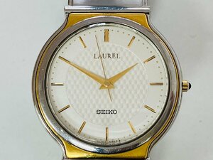 【送料無料】SEIKO/セイコー ローレル LAUREL ST.STEEL + 18KT BEZEL 9531-6070 1D0071 クォーツ 腕時計 白文字盤 ラウンド型 動作未確認