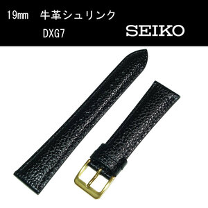  Seiko телячья кожа shrink DXG7 19mm чёрный часы ремень частота порез .. . вода стежок есть новый товар не использовался стандартный товар бесплатная доставка 