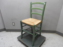 ラッシチェア・編み・グリーン椅子・バーチ材 / ビンテージ　　 サイズ　W40×D41×H85-SH47㎝　③_画像3