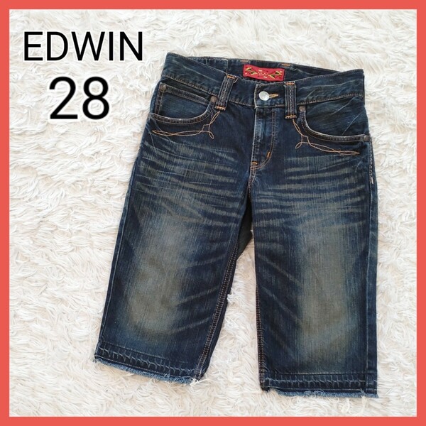 ★美品★【M】エドウィン　EDWIN　4527　ハーフパンツ　デニム　ジーンズ