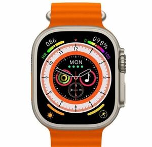 1円 最新型 新品 スマートウォッチ オレンジ（Apple Watch Ultra2 代替品）通話機能付き 音楽 多機能 健康管理 防水 血中酸素 android