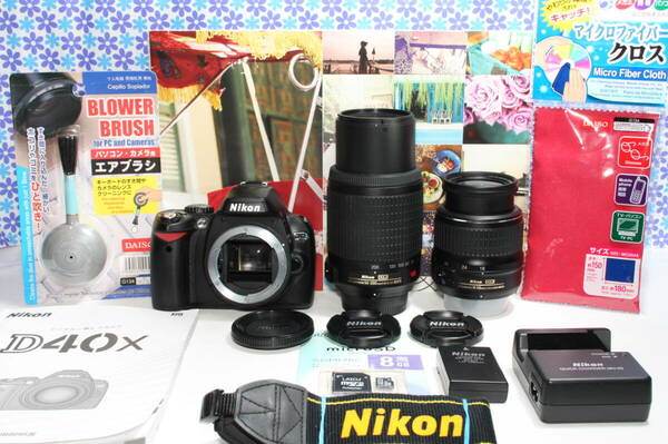 極上美品★ニコン Nikon D40X ダブルズームキット★高画質★すぐ使える★送料無料★