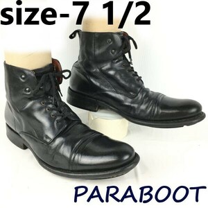 PARABOOT/パラブーツ　ミリタリー/レースアップショートブーツ　size7.5/26.0-26.5程度　黒/ブラック NEUILLY/フランス製　管No.XA210