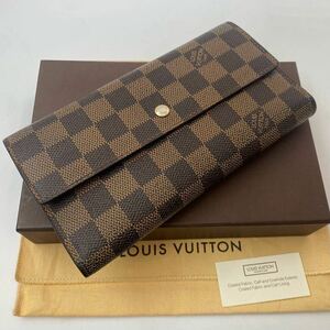 H809【ほぼ極美品】※箱、布つき！！　LOUIS VUITTON ルイヴィトン ポルトフォイユ　インターナショナル ダミエ　長財布 カード入れ×10