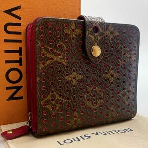 H850【超極美品】※保存袋付き！LOUIS VUITTON コンパクト財布 モノグラム ペルフォ コンパクトジップ 二つ折り財布 フューシャ 