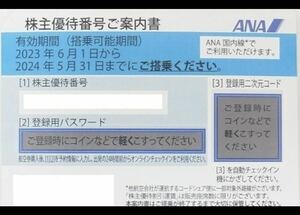 【全日空】 ANA 株主優待券 2024年5月31日　番号通知のみ