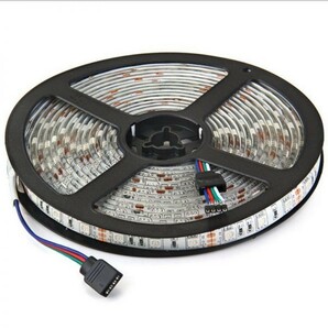 LEDテープライト RGB リモコン付 12V 5M 5050SMD 白ベース 300連 防水 切断可 両面テープ付 正面発光 イルミネーション フルカラ DD09setの画像4