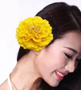 2way head dress hair accessory [ yellow ] corsage large flower clip hair ornament dance costume Japanese style yukata cy166-p0