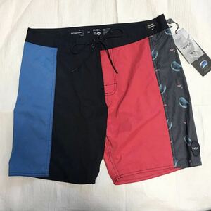 未使用 RVCA ルーカ ボードショーツ サーフパンツ 34 メンズ 水着 海パン ブラック 黒 レッド 赤 青 マルチカラー フラミンゴ