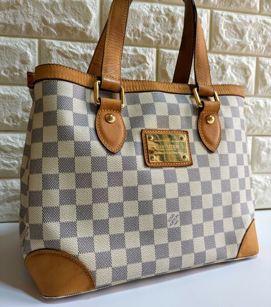 【美品】ルイヴィトン ハムステッドPM ダミエアズール ハンドバッグ トートバッグ LOUIS VUITTON 白ダミエ