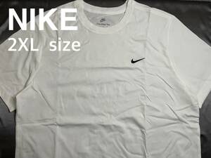 新品 2XL NIKE ナイキ 刺繍ロゴ Tシャツ 白黒 シンプルT BV0508-100