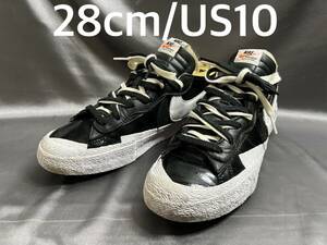 28cm/US10 sacai × Nike Blazer Low サカイ × ナイキ ブレーザー ロー ブラック パテント レザー DM6443-001