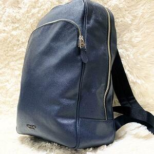 1 jpy ~ hard-to-find beautiful goods Coach COACH rucksack backpack be Kett business commuting leather leather A4 PC possible high capacity men's navy Logo F72512