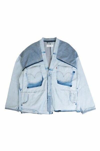 Remake by Yi リメイクバイリー リーバイスデニムリメイク Levi’s denim ノーカラージャケット インディゴブルー フリー kimono jacket