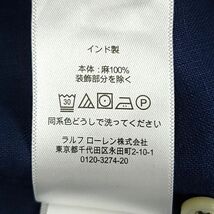 261671【XSサイズ】RALPH LAUREN リネン ボタンダウン 半袖 シャツ ネイビー 麻100％ ポニー 刺繍 ラルフローレン メンズ_画像7