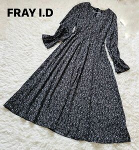 美品　FRAY I.D　フレイアイディー　花柄ロングワンピース　マキシ丈　ウエストギャザー