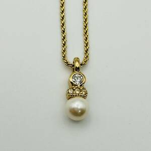 【3168】ChristianDior　ディオール　ネックレス　パール　石付き　メッキアクセサリー　中古品　保管品