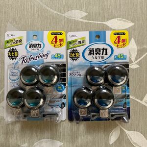 新品　エステー クルマの消臭力 クリップタイプ アクアブルー 3.2ml 4個入り　クリーンスカッシュ　4個入り