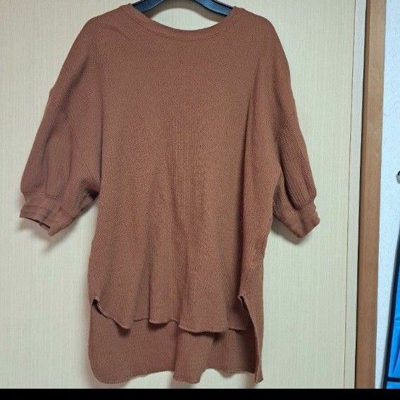 スローブイエナブラウントップスtシャツ5分袖バックボタン前後2way