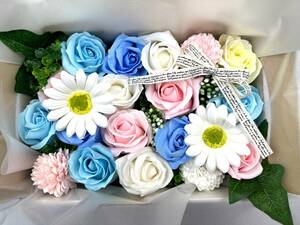 訳あり 石鹸素材でできた枯れないお花 ソープフラワー 花材 ブルー バラ まとめ売り ハンドメイド 手工芸 アートフラワー アレンジ SF04