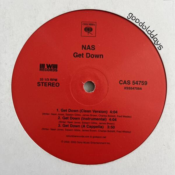 Nas - Get Down / Last Real Nigga Alive (USオリジナル/プロモオンリー/Promo)