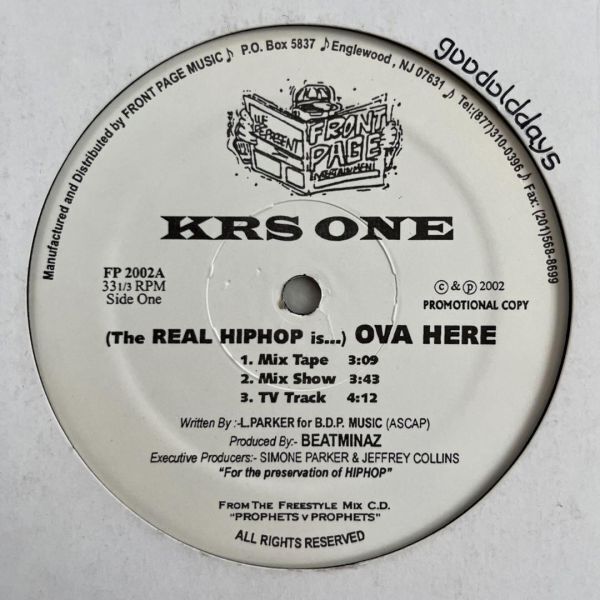 KRS-One - (The Real HipHop Is...) Ova Here / I Remember (USオリジナル/プロモオンリー/Promo)