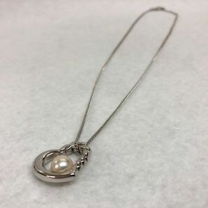 1円~ 長期保管品 タサキ パール オープンハート ネックレス シルバー レディース アクセサリー TASAKI 真珠 SV 田崎 トップ 女性 ブランドの画像2