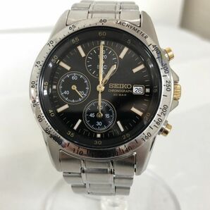 作動未確認 SEIKO セイコー 腕時計 7T92-0DW0 クロノグラフ クオーツ 10気圧防水 アナログ ブラック シルバー ウォッチ 不動 202532の画像1