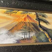 希少品 絵画 作者不詳 アクリル画　赤富士　壮大風景　逸品　厚塗り ジャパニーズモダン 名画 壁掛け インテリア キャンバス_画像3