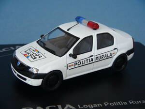 【超希少】エリゴール1/43限定品DACIAダチア/ルノー・ロガン2006年型4ドアセダンPOLITIAルーマニアポリスカー白・美品/箱付オリジナル