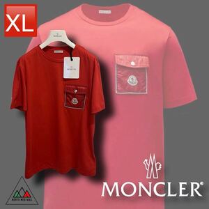 サイズXL Moncler 胸ポケットワッペン　Tシャツ RED