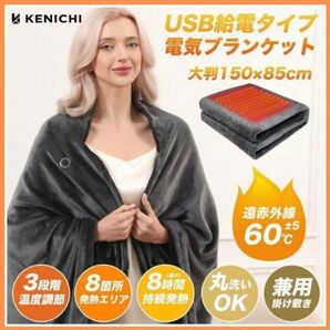 ◎24時間限定価格セール◎電気毛布 ブランケット ひざ掛け 掛け敷き 洗える USB 大きめ 8箇所発熱 