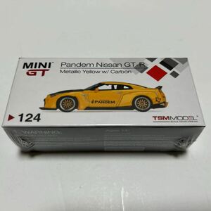 MINI GT 1/64　Pandem Nissan GT-R R35　MetallicYellow　with Carbon トゥルースケール パンデム ニッサン 124 MGT00124-R ミニカー 