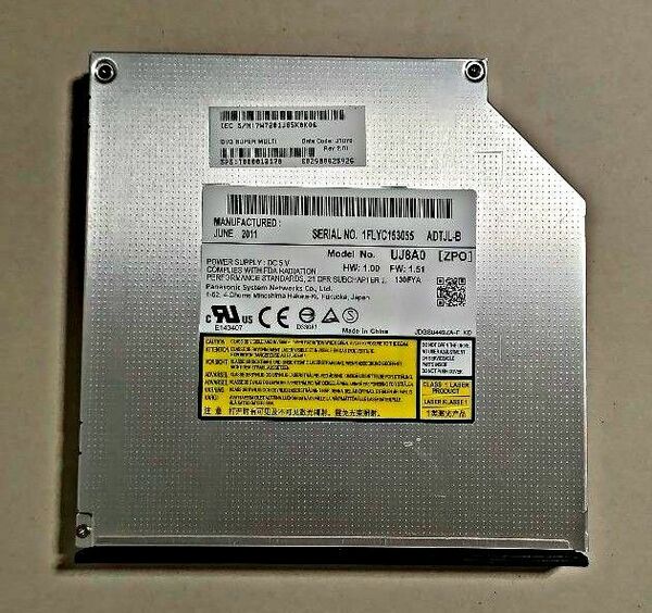 Panasonic SATA スリム型 DVD スーパーマルチドライブ UJ8A0 ベゼル付 読込のみ確認