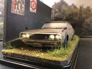  Showa Retro . пейзаж 1/32 Ниссан Skyline 2000GTR KPGC110 Ken&Mary LED свет выше старый машина собственное производство geo лама конечный продукт с футляром 