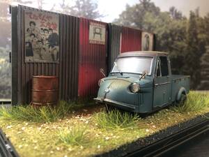  Showa Retro . scenery 1/32 Daihatsu Midget old car original work geo llama final product case attaching 